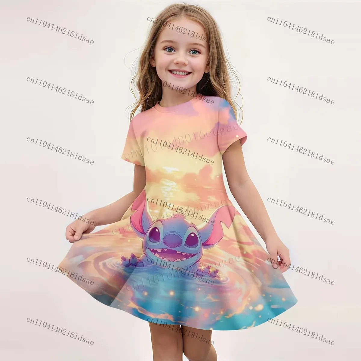 

HOT NEW Summer Girls' Clothes 3d Printed Romantic Stitch COSPLAY sleeping sports outdoor polyester adults Y2K Daily Short Dress