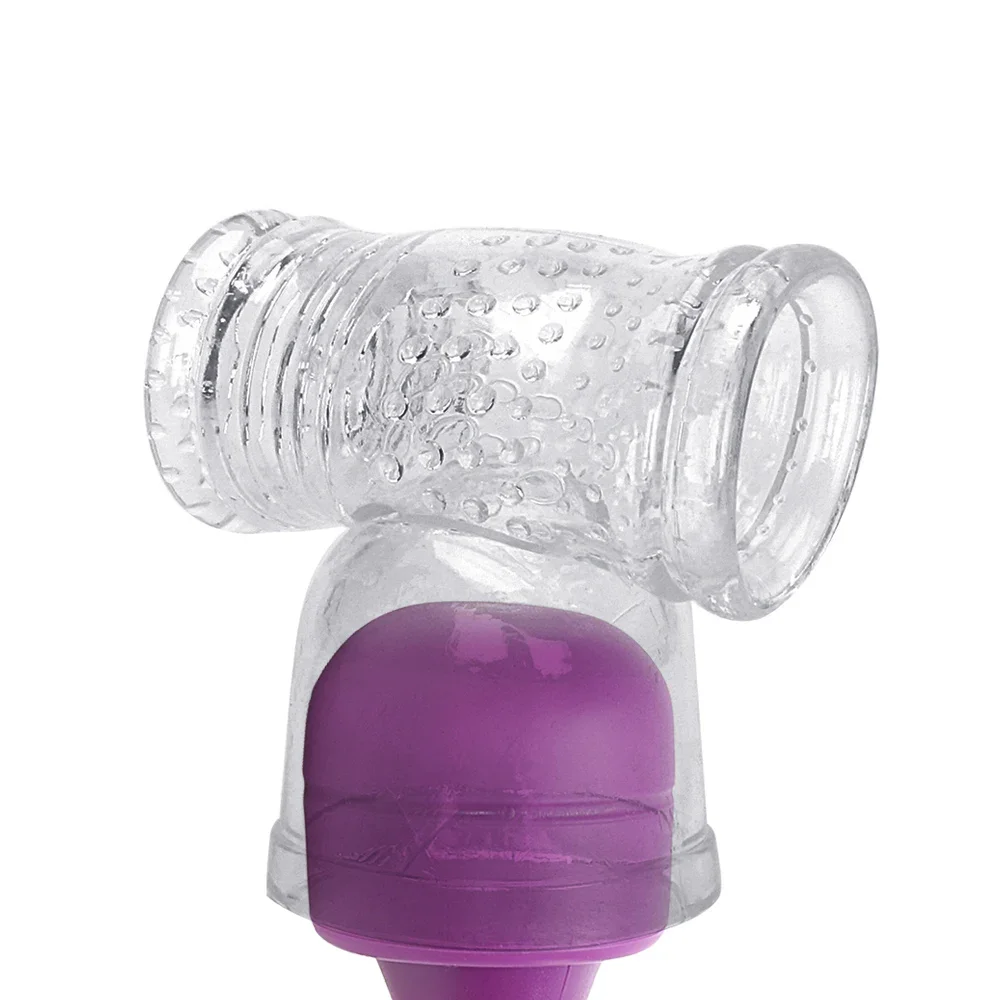 Male Masturbator Cock Sleeve Penis Ring Sex Toys For Men 18 Glans Sucking Caps Magic Wand Holder Vibrator Cover Erotic Products