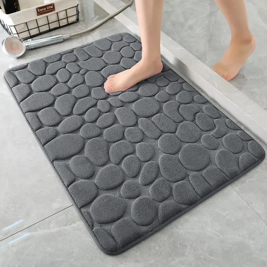 

Memory Foam Bath Mat Cobblestone Bathroom Rugs Super Water Absorbent Bath Mats for Bathroom Machine Washable Bath Rugs24 x 36,Da