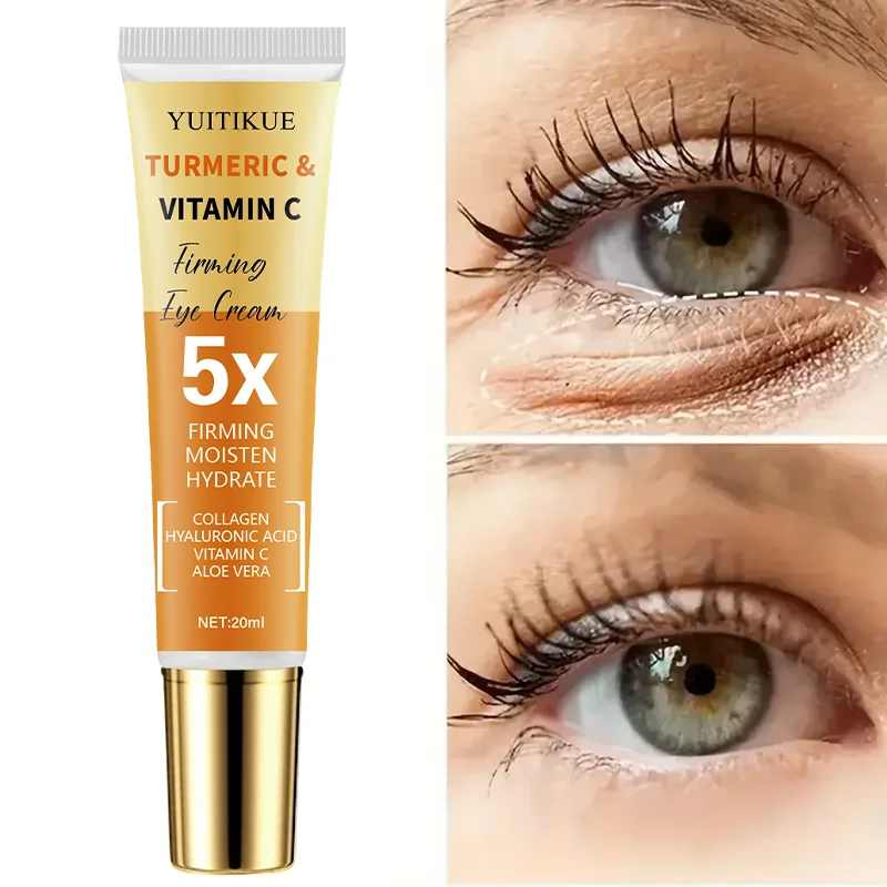 YUITIKUE Crema contorno occhi rassodante al 30% curcuma e vitamina C - 5X idratante, rassoda e liscia l'area occhi
