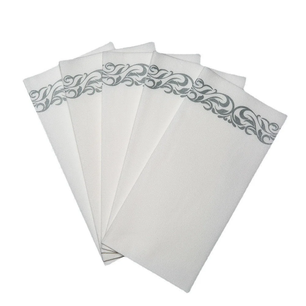 25Pcs Vintage Disposable Table Napkin Gold/Silver Printing Thickened Table Tissue Wood Pulp Degradable Hand Towel Banquet