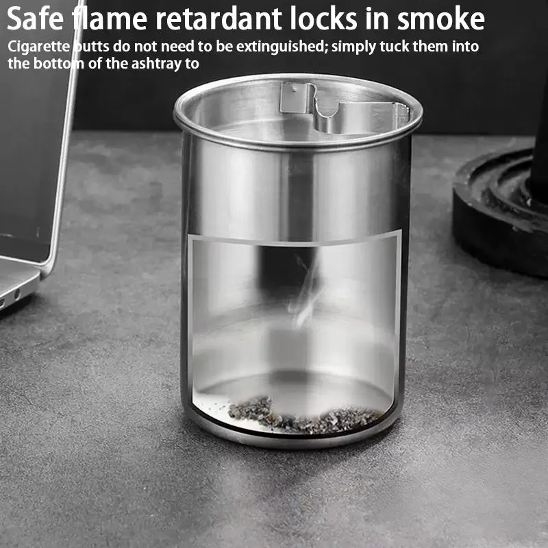 

Modern Stainless Steel Ashtray Funnel Lid Prevents Ash Flying and Falling Perfect for Cafe Bar Zones