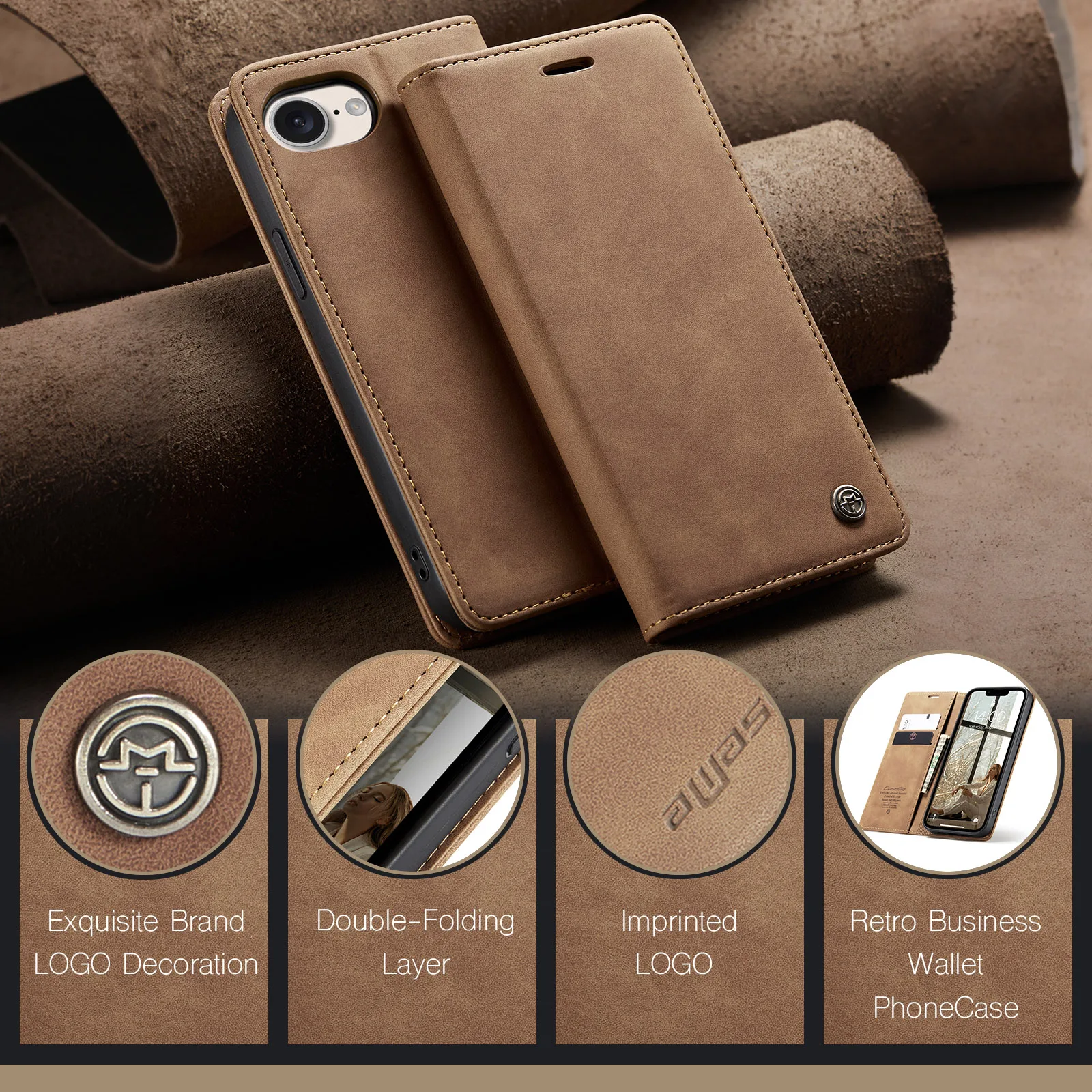 

CaseMe-013 Wallet Case For iPhone 16 15 14 13 Pro Max 12 11 XS XR 6 7 8 SE2 Magnetic Luxury PU Leather Card Stand Cover Skin New