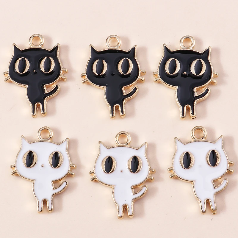 10 Stück niedliche, gemischte Emaille-Anhänger in Tierform (Katze, Eule, Pinguin) für die Schmuckherstellung, Halsketten, Ohrringe, Armbänder, DIY-Bastelbedarf – Detail 10