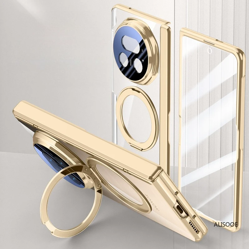 

Чехол для Honor Magic V5 5G, чехол с прозрачным покрытием, кольцевая подставка Magsafe, магнитная полная защитная задняя крышка с передней панелью