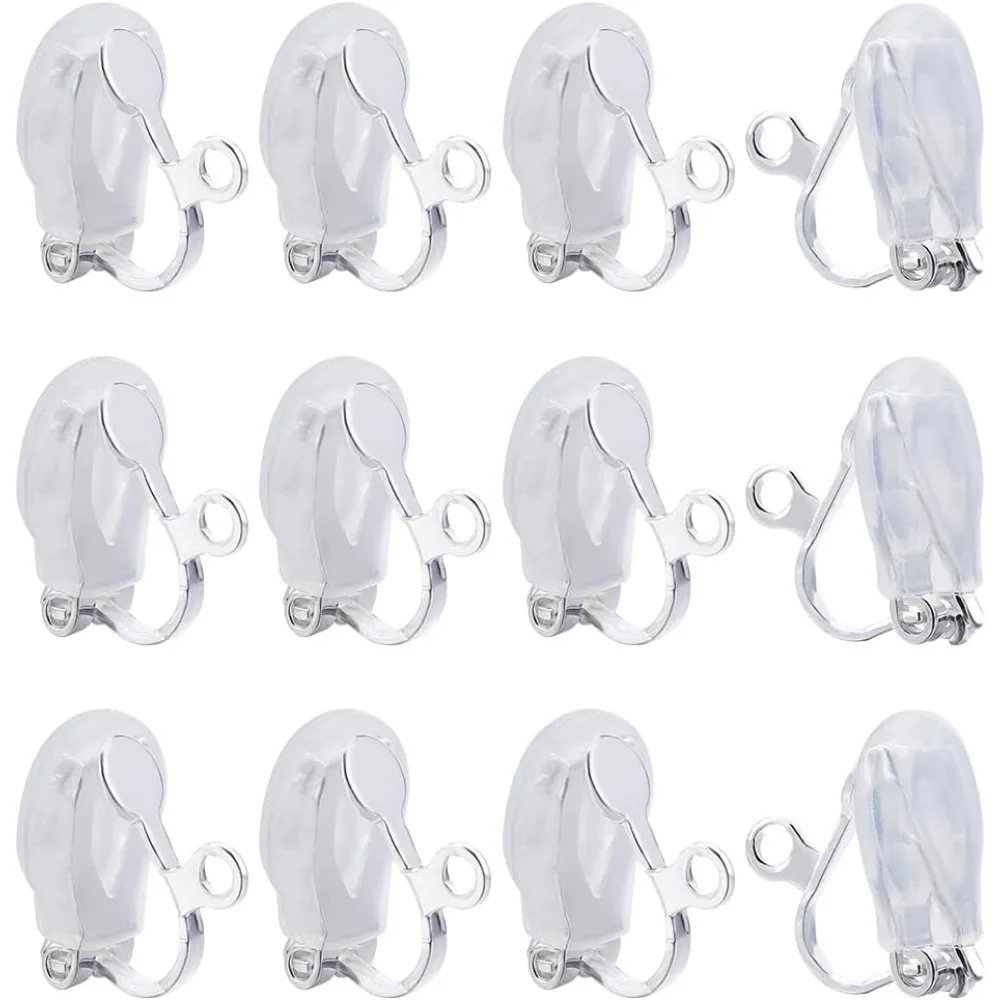 

1 Box 20Pcs Earring Clips Sterling Silver Plated Clip-on Earrings Non-Pierced Earring Findings with Loop and 20Pcs making kit