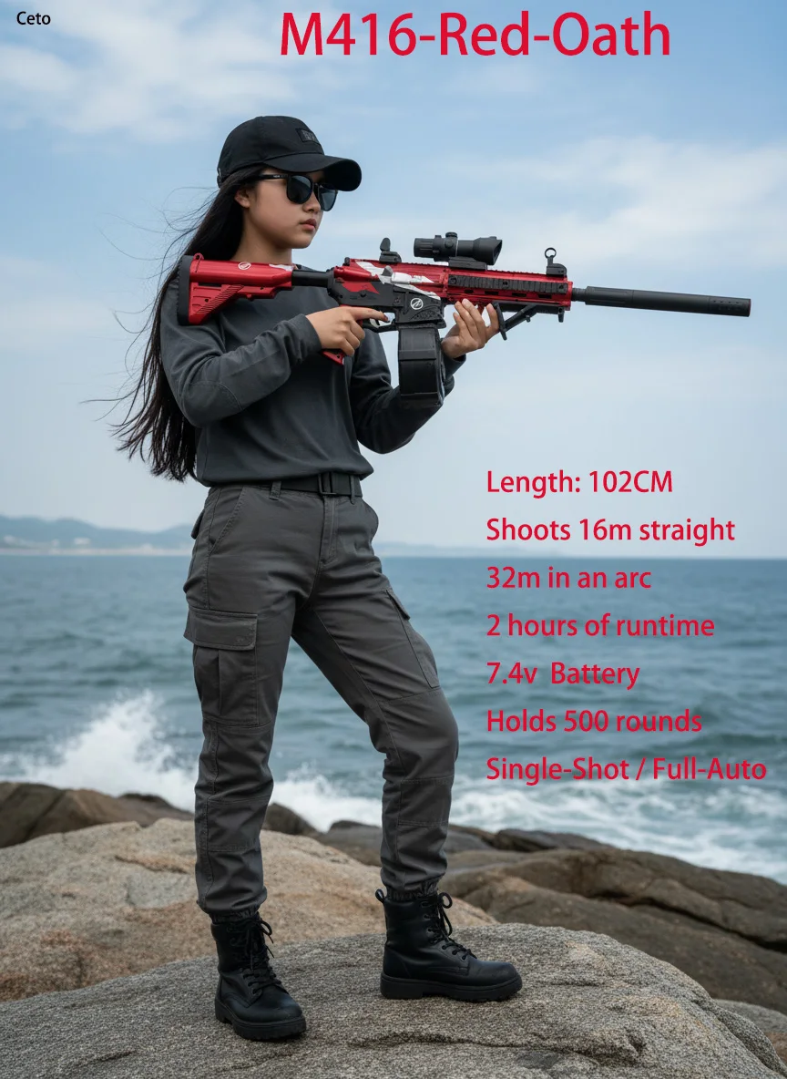 Perfect cadeau! M416 Full Auto Gel Blaster met 500 ronden |   Elektrische gelbalblaster "Red Oath" voor volwassenen en tieners