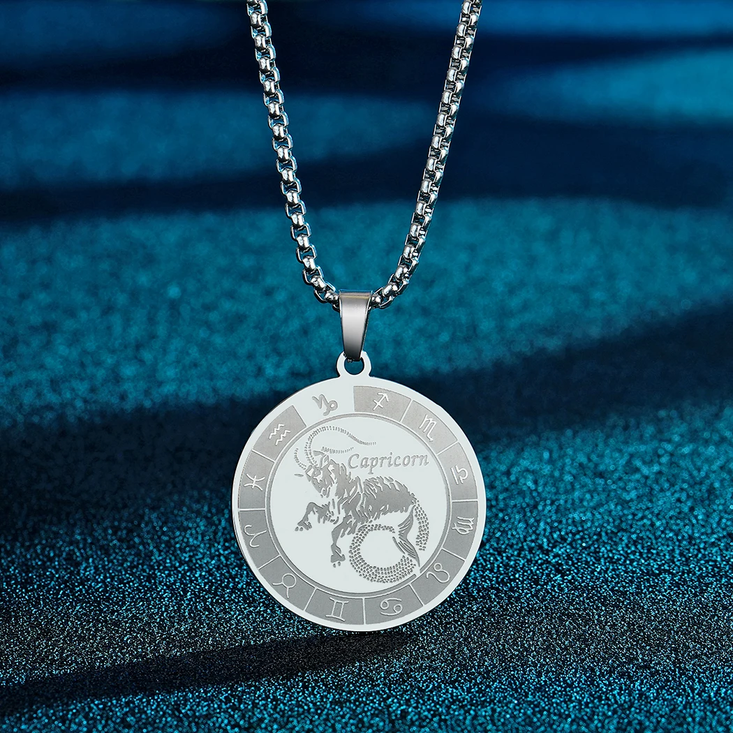 Stainless Steel Capricorn Pendant Zodiac Symbole Charm Medal Necklace For Men Punk Charm Simple And Fashion Women Jewelry Gifts - Image 5
