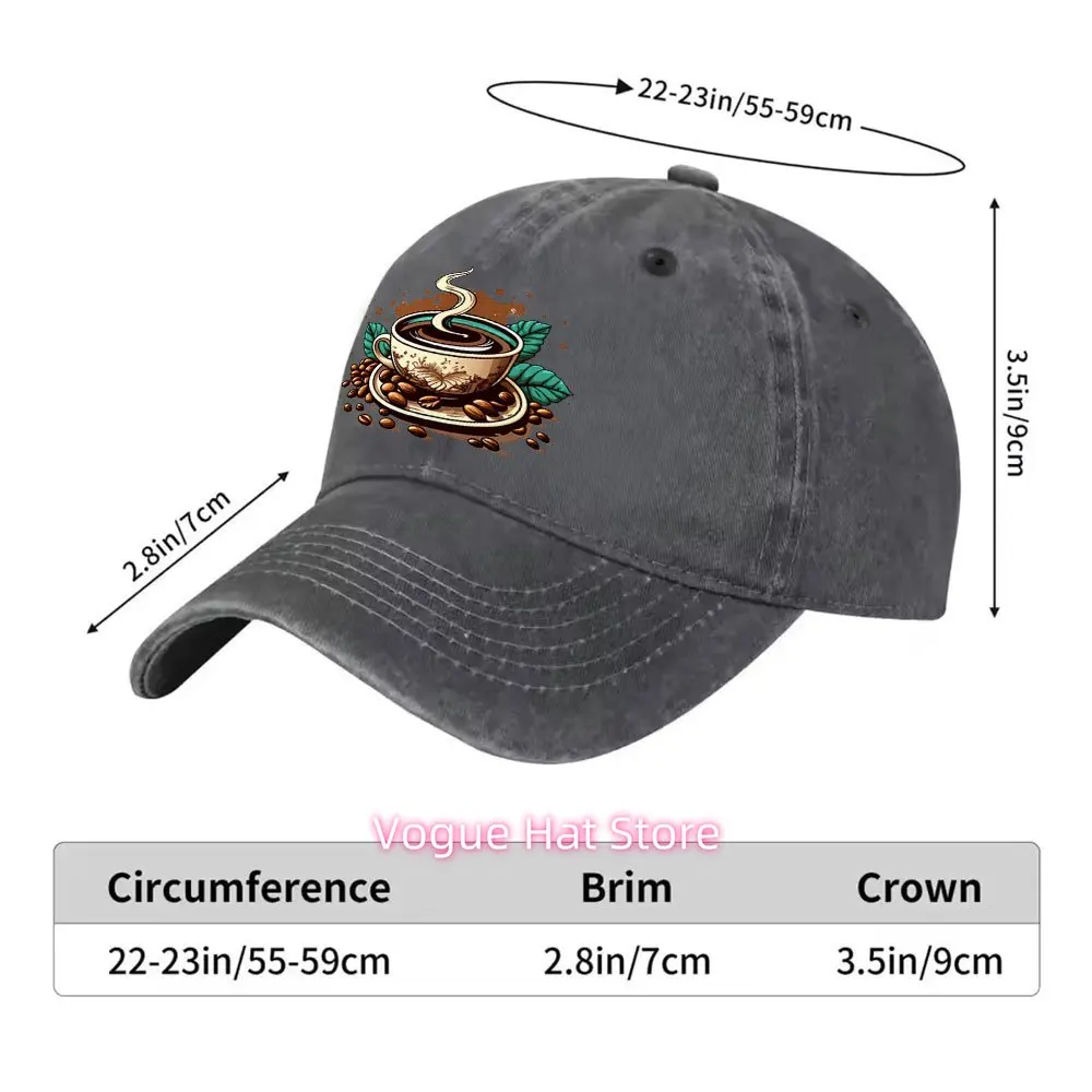 A Versatile Trendy Baseball Cap for Spring And Summer, Featuring a Coffee Bean Steam Design. This Stylish Hat Is Perfect for Val