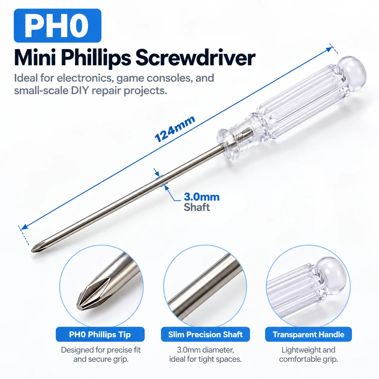 Neuer Mini-Schraubendreher PH0 3,0 mm, mit Kreuz- und Schlitzkopf, zum Reparieren und Zerlegen von Spielzeugkonsolen, als Werkzeug für DIY-Reparaturen. – Detail 5