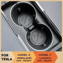 For Tesla Model Y Launch 2025 Model 3 highland 2025 Water Cup Mat Coasters Slots Non-Slip Mat Waterproof Drink Pad Accessories