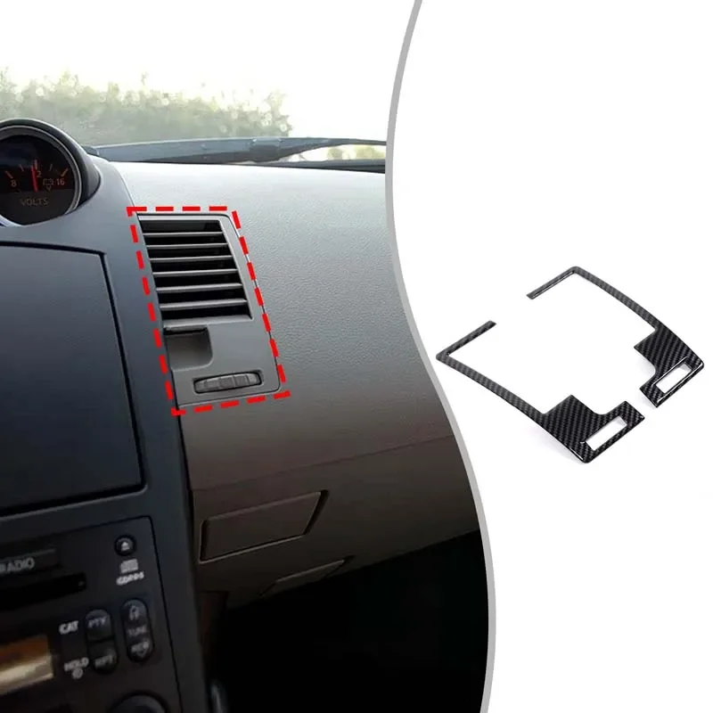 2Pcs ABS Carbon Fiber For Nissan 350Z 2003-2006 Car instrument panel air outlet frame decoration sticker interior accessories