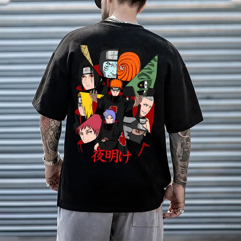 

Футболка с короткими рукавами мужская Наруто совместная анимация периферийные устройства из чистого хлопка свободная модная футболка с половиной рукавов