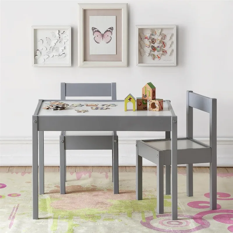 Hunter 3-Piece Kiddy Table & Chair Kids Set, Grey