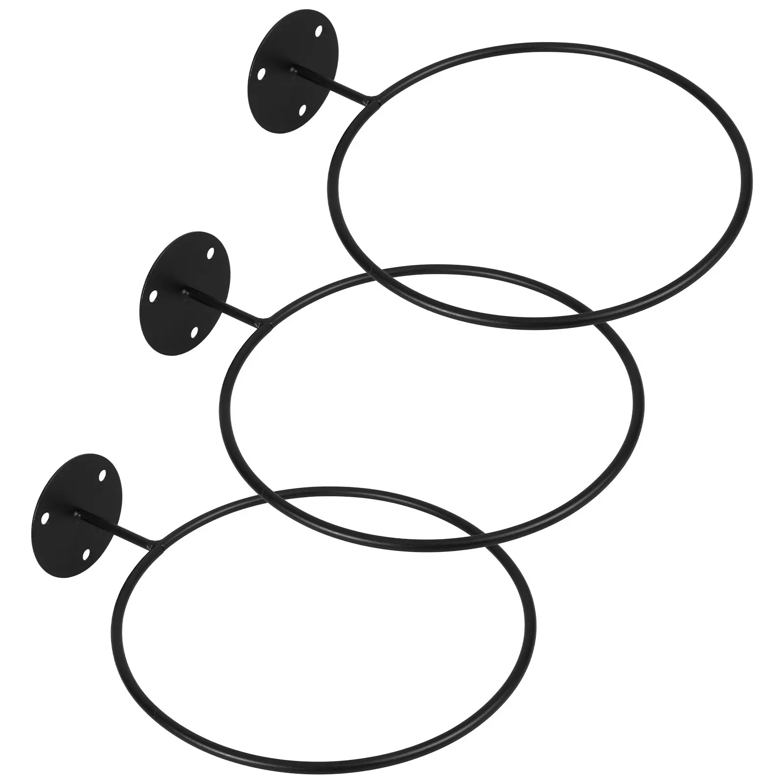 3Pcs Heavy-Duty Iron Balls Storage Rack Smooth Polished Surface Non-Slip Wall Mount Display Holder for Football Basketball