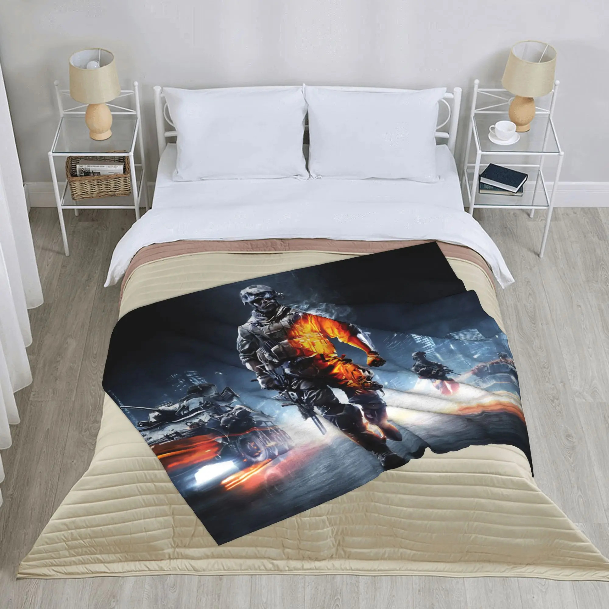 ساحة المعركة فئة الجندي لعبة BF6 الصوف بطانية اطلاق النار رهيبة رمي بطانية للمنزل فندق أريكة 150*125 سنتيمتر خفيفة الوزن #3