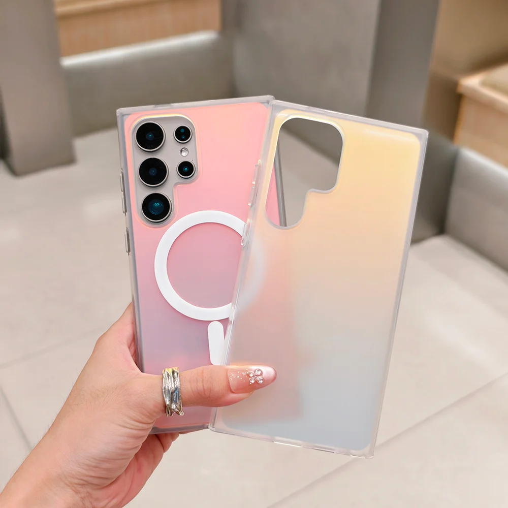 Etui na telefon komórkowy S24U, zmieniające kolor, matowe, magnetyczne, pasujące do Samsung Galaxy S25 S24FE S23, wysokiej jakości, wodoodporne.