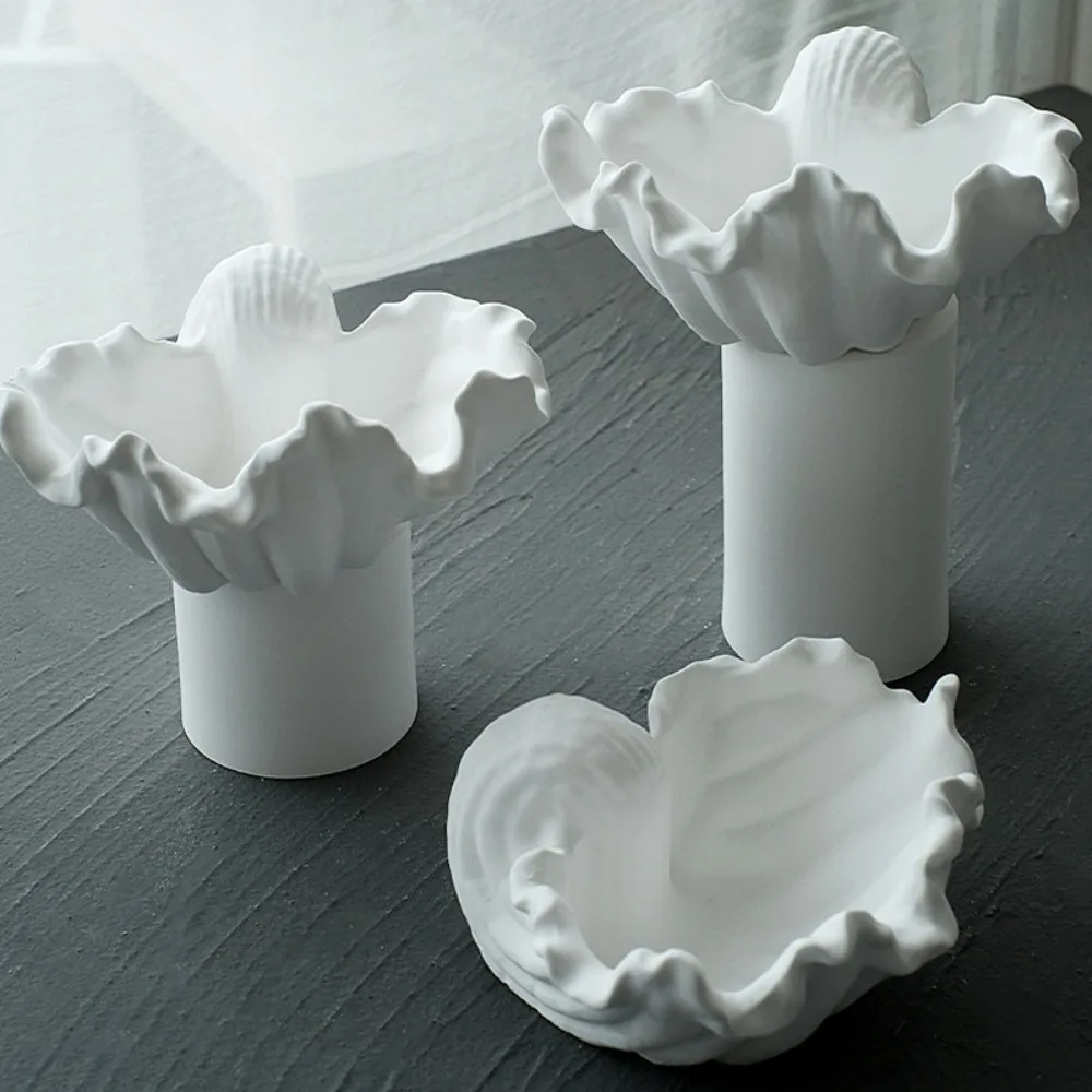 Jewelry Storage Tray Display Stand White Plaster Shell Ring Storage Desktop Ornament Jewelry Display Photography Prop Home Decor