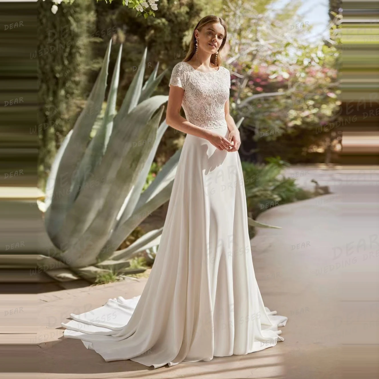 Simple A Line Wedding Dresses 2024 For Woman High Neck Bridal Gowns Sexy Appliques Open Back Sleeveless Fashion Elegant Vestidos