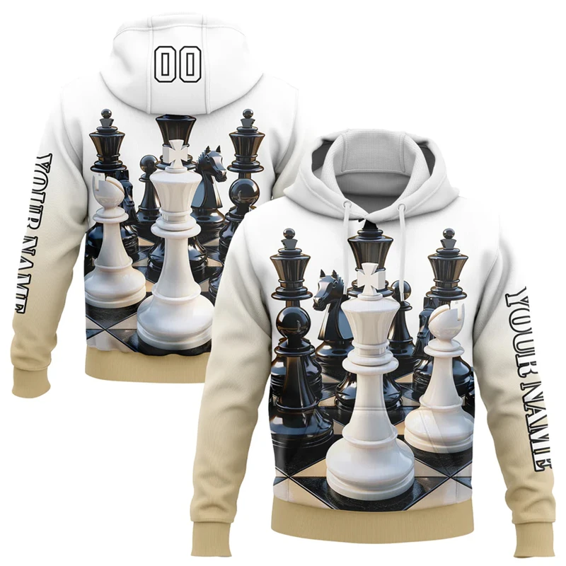 

Custom Name Number Chess Graphic Hoodies Fashion Casual Mens 3D Printed Hooded Sweatshirts Oversized Team Uniforms DIY Pullovers