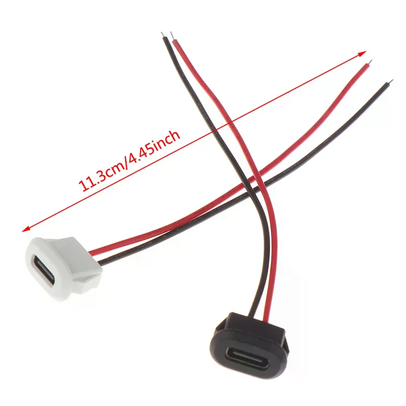 2pin Usb-c Type C Waterproof Usb Connector Direct Compression Female Base Socket Charging Interface with Welding Wire Socket