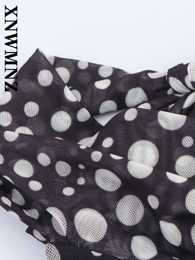 XNWMNZ 2025 novedad de verano señora elegante Sexy sin mangas Halter espalda descubierta vestidos largos moda de vacaciones mujer hombro boho vestido de lunares corbata