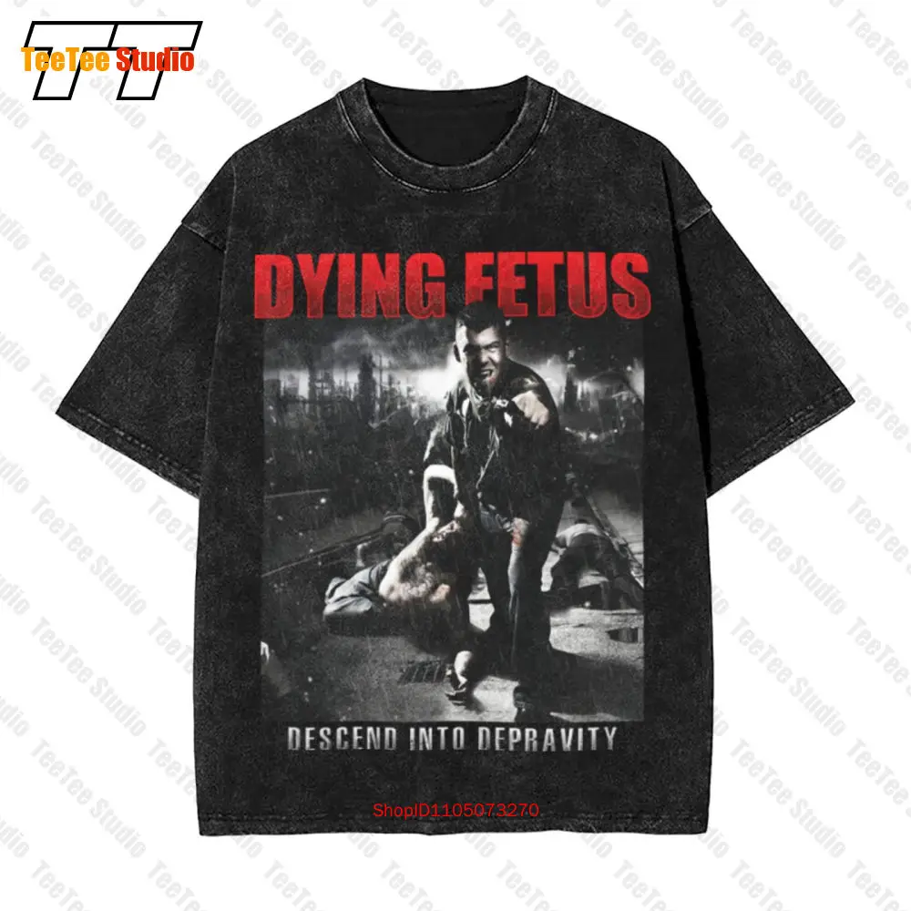 Винтажная футболка большого размера Dying Fetus Descend Into Depravity ENS2
