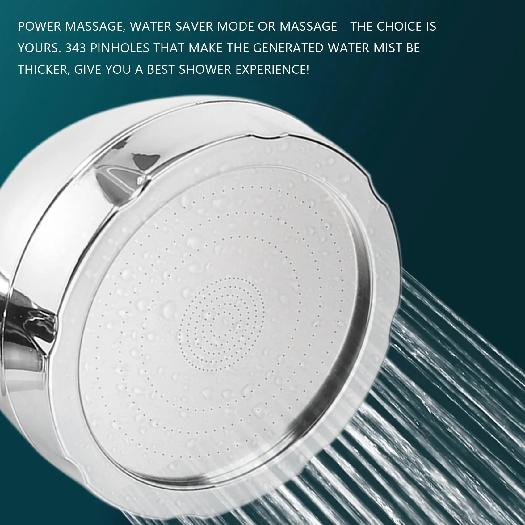 ABRE-Handheld Shower Head High Pressure Chrome 3 Spary Setting With ON/OFF Pause Switch Water Saving Adjustable Luxury Spa Detac