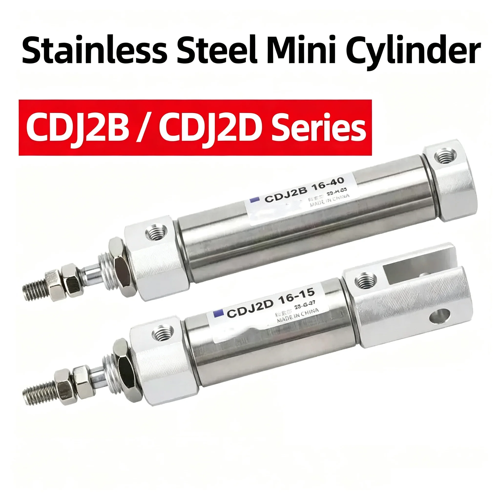 Double Acting Pneumatic Air Cylinder Mini Small CDJ2B Type Single Rod 10mm 12mm 16mm Bore 20mm 25mm 30mm 200mm Stroke CDJ2B12
