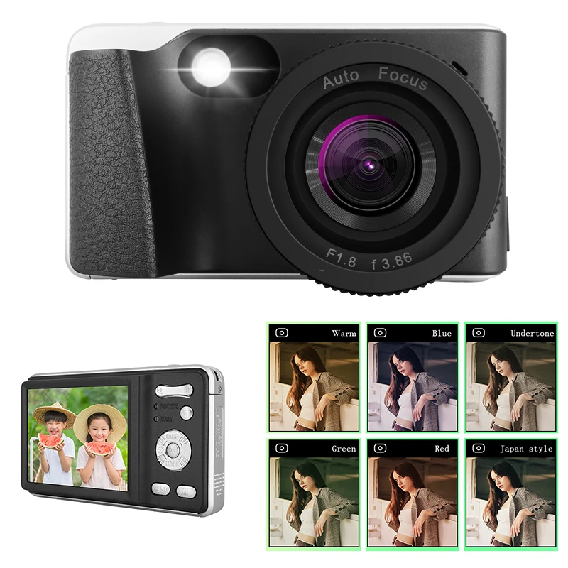 Mini Outdoor 4K HD Digital Camera, Auto Zoom, 18x3.0 Inch Screen, Optional Filter, Video Camera, Hiking, Travel, Fishing, Climb