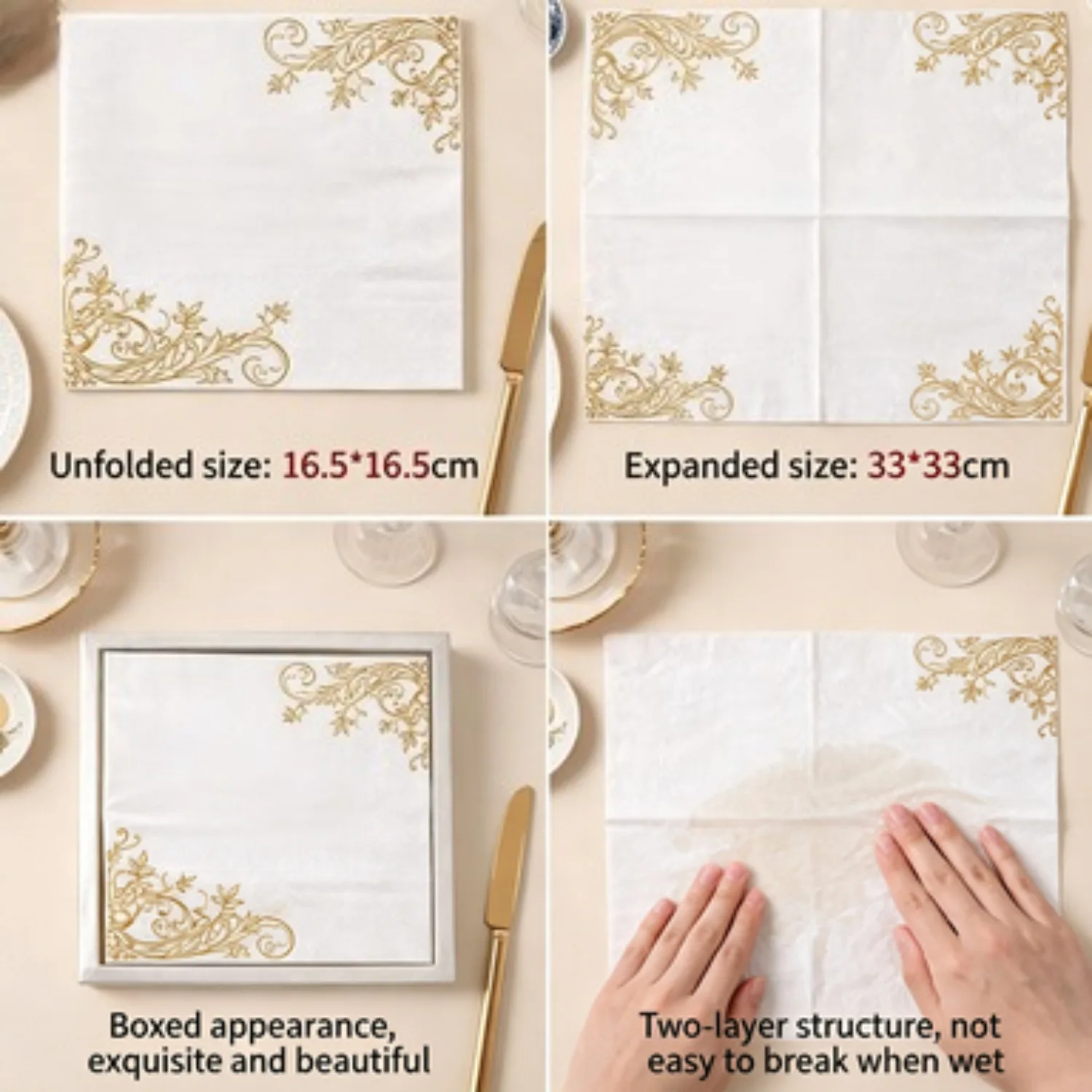 Hotel banquet high-end napkins, hot stamping napkins, Chinese style household and commercial napkins as souvenirs for banquets
