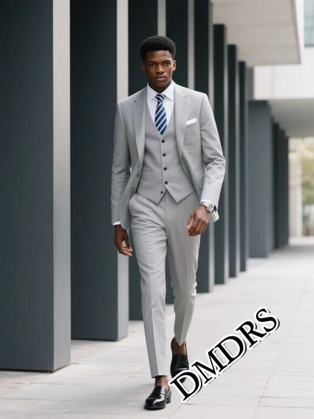 DMDRS Fashionable Solid-Color Single-Breasted Men's Suit Set For Wedding Simple Business 3PCS Men's Suit Set (Jacket, Vest, Pant