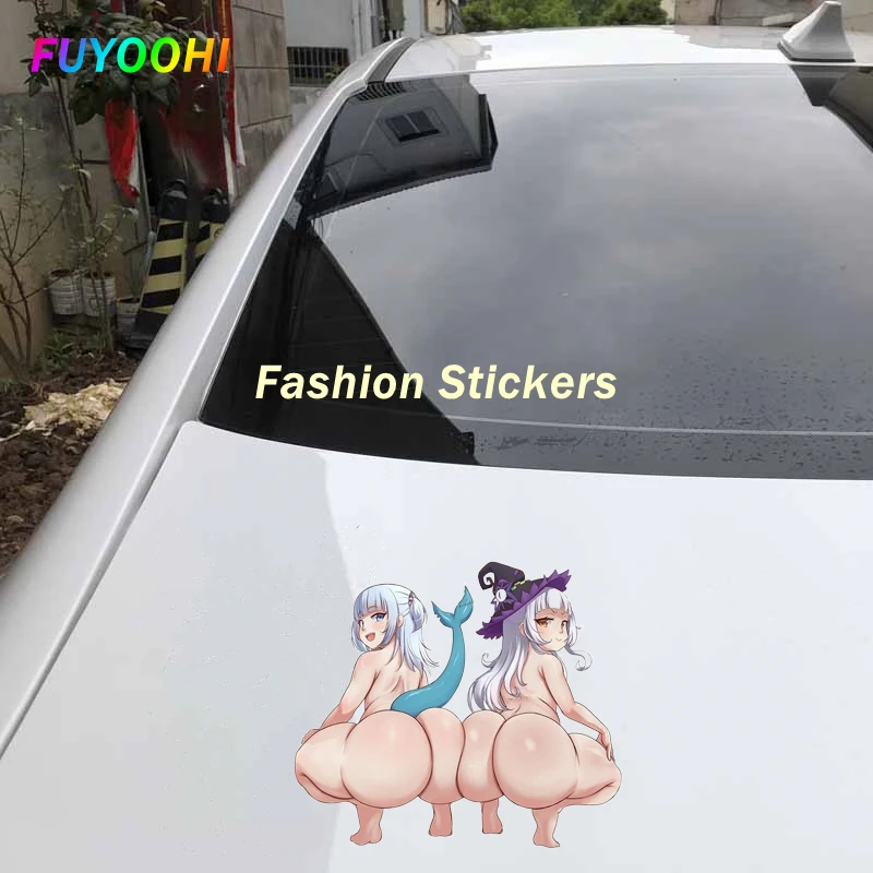 FUYOOHI Stickers Add Some Personality To Your Car with Gawr Gura and Murasaki Shion Hololive Cartoon Sticker, Easy To Apply