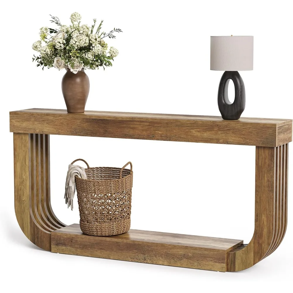 

Console Table for Entryway, 70.9-Inch Extra Long Narrow Sofa Table, 2-Tier Brown Wooden Console Sofa Table with Heavy Duty U-Sh