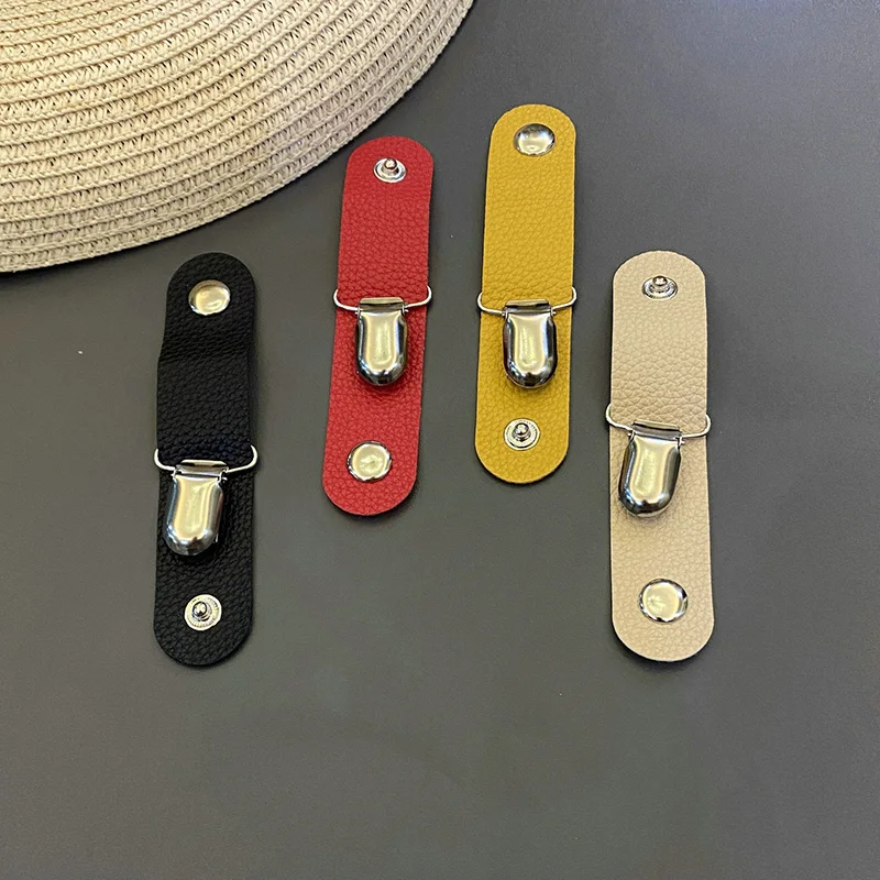 50pcs Outdoor Travel Hat Clip PU Leather Portable Bag Cap Storage Buckle Hanging Multi-Purpose Backpack Hook