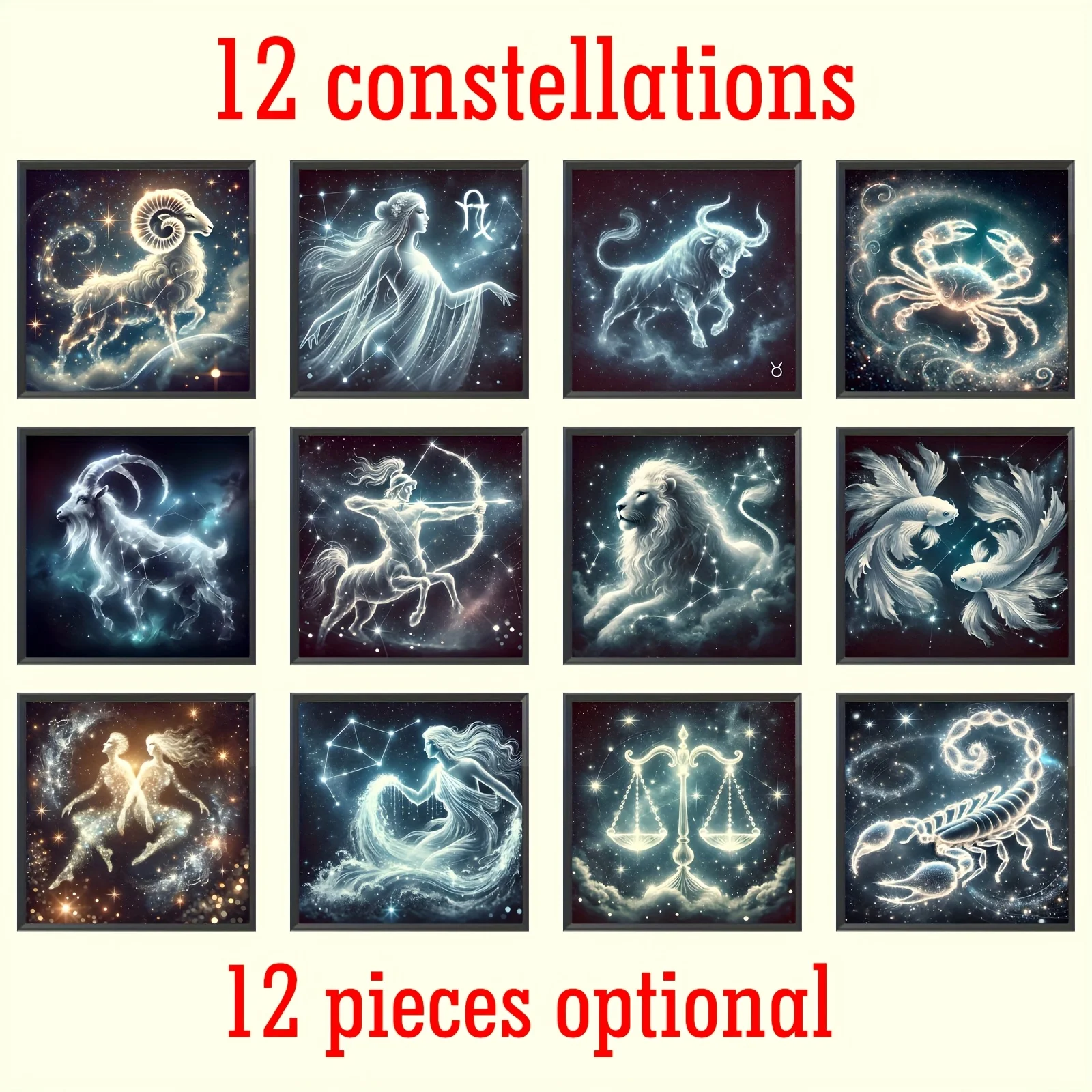 

Choose any of the 12pcs twelve constellations star map diamond painting DIY diamond set round acrylic diamonds frameless