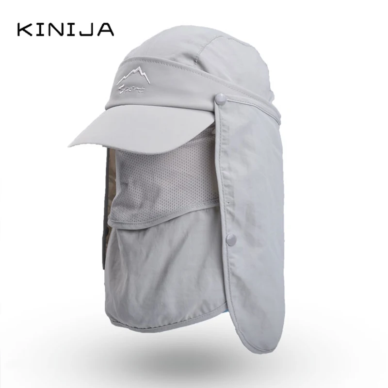 summer Quick drying Baseball cap Outdoor fishing bike sun protection hat With Face Neck Cover removable Three use men Visor hat