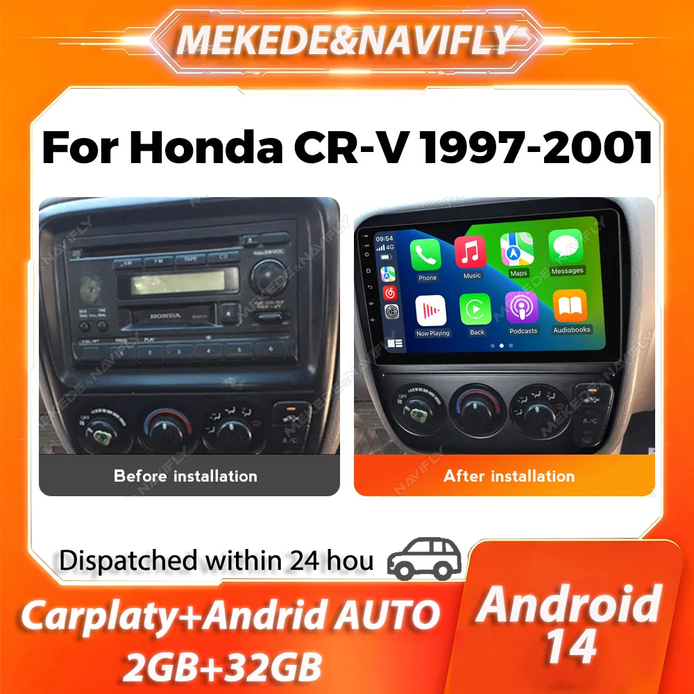 

MEKEDE&NAVIFLY Android 14 Intelligent car audio system For Honda CRV CR-V 1997 - 2001 2 Din Car Radio Stereo Multimedia Player