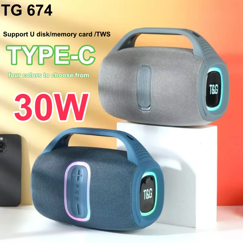 30 واط في الهواء الطلق سمّاعات بلوتوث مقاوم للماء اللاسلكية باس مضخم الصوت صندوق مكبر الصوت دعم TF بطاقة راديو FM Aux المدخلات مع مصباح ليد #1