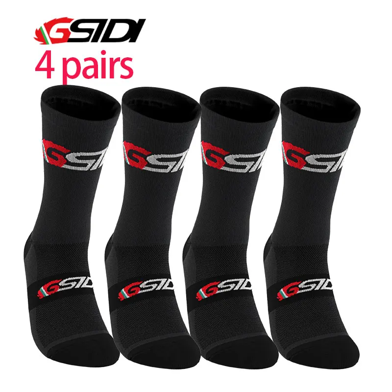 GSIDI 4 Pirs Cycling socks Men Outdoor Sports Socks Bike Professional Road Mtb Men Women Compression Racing running Bicycl