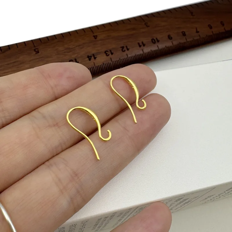 1Pair Solid 925 Sterling Silver Earring Hooks DIY Jewelry 18K Gold Color Accessories Making