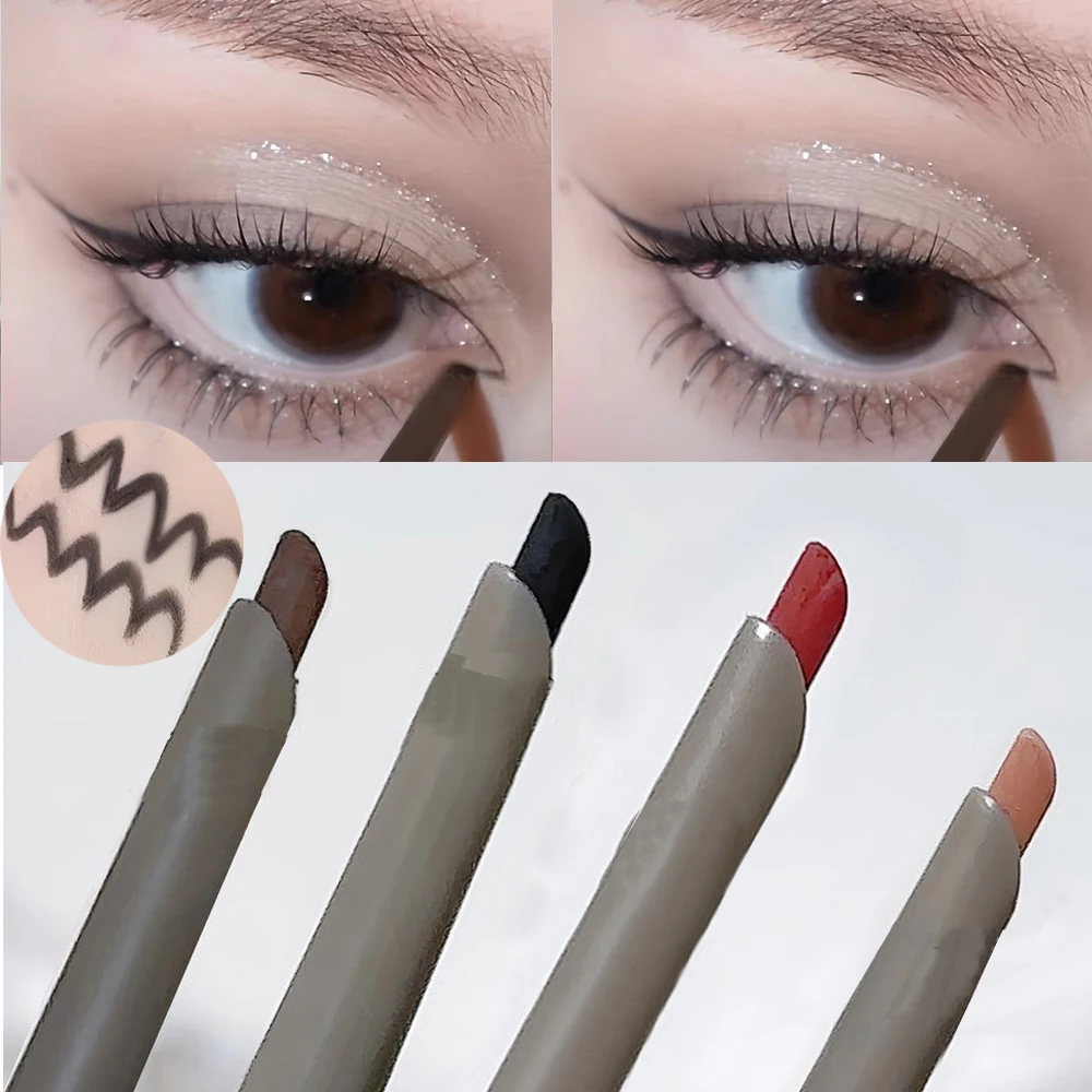 Machete Shaped Eyeliner Gel Pen Waterproof Black Red Brown Slim Lying Silkworm Eyeliner Glue Pen Non-smudging Matte Eyes Makeup