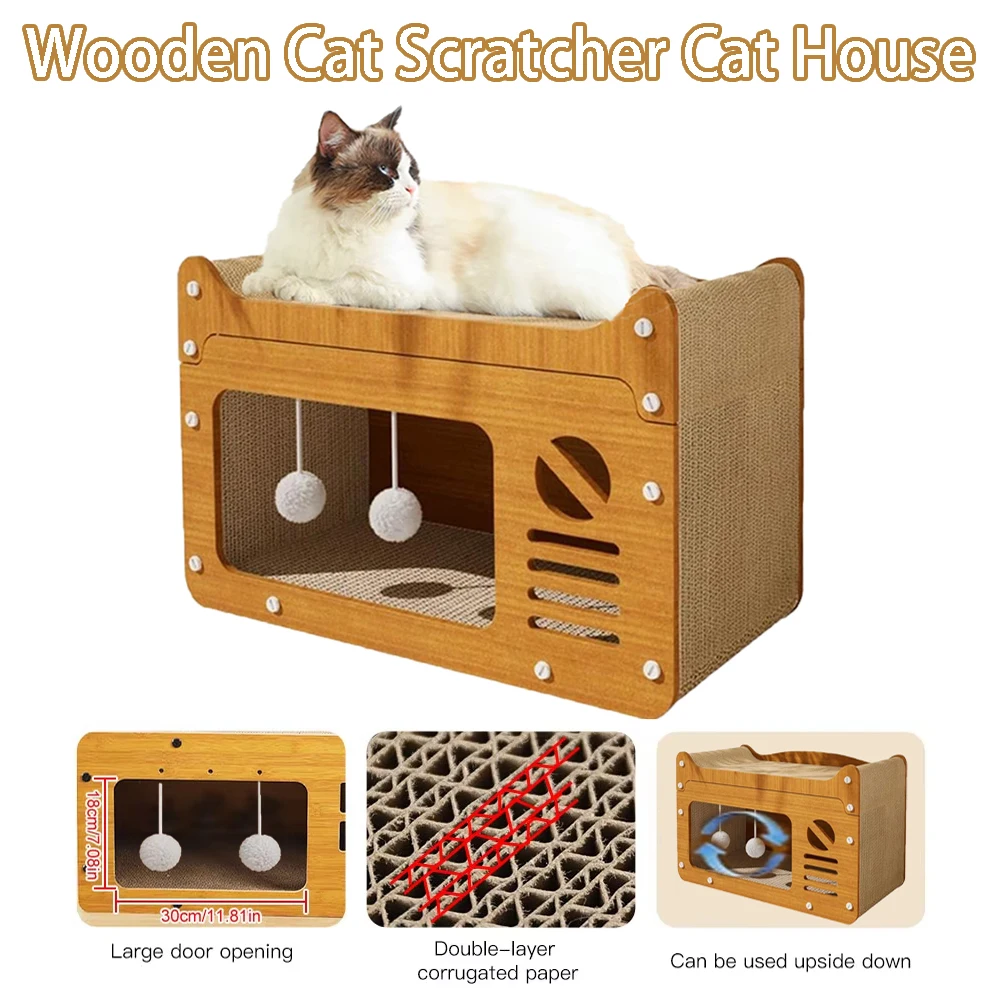 

Corrugated Cat Scratcher Wear-Resistant Cat Scratching Cardboard Double-Decks Cat Bed Grinding Claw Toys Pet Supplies