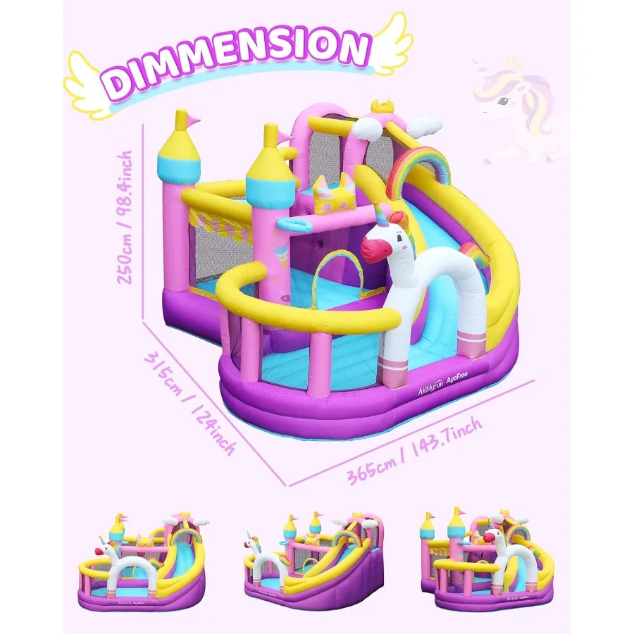 AirMyFun قابل للنفخ ترتد منزل واسع الشريحة داخلي ترتد البيت للفناء الخلفي الكبير مع 450 منفاخ وسادة هوائية الكرة حفرة التسلق #2