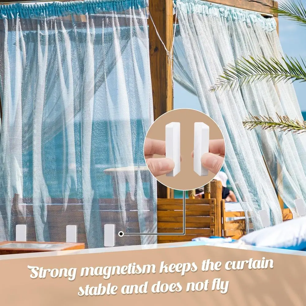 야외, 가정, 샤워실, 바람에 강한 식탁보용 헤비 듀티 방수 자석 커튼 무게 40개(흰색)