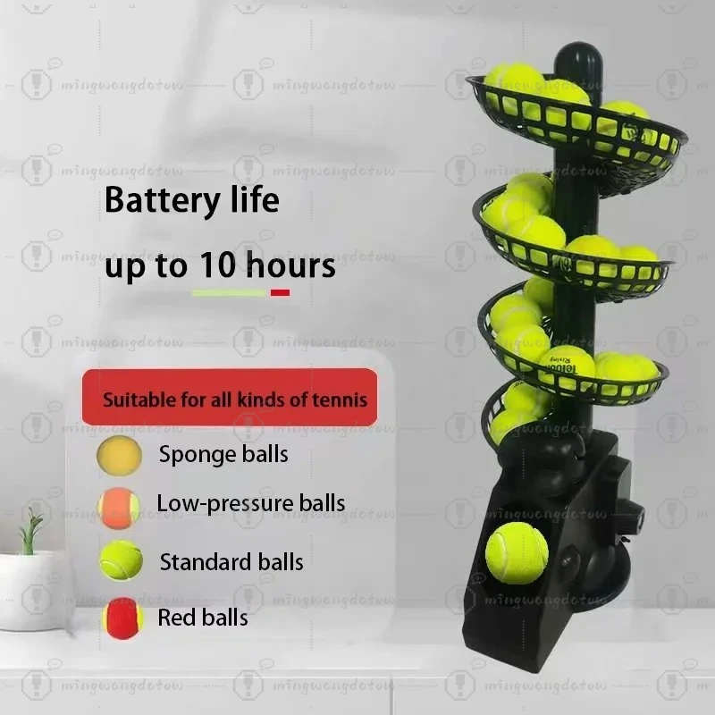 This tennis throwing machine can hold 28 balls. Tennis serve machine equipped with 18650 lithium battery for 10 hours