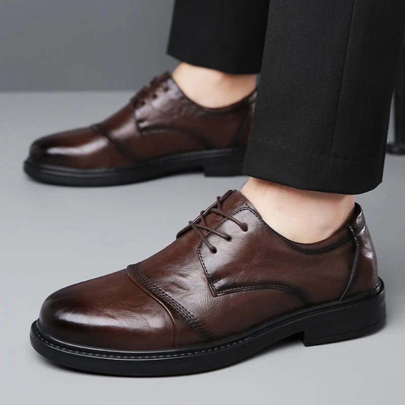 Brand Mens Formal Shoes Genuine Leather Coiffeur Brown Dress Designer Shoes Men Office Elegant Shoes Men Classic Sapato Oxford