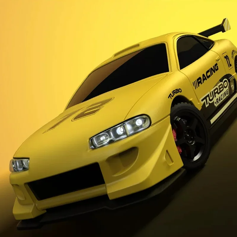 Turbo Racing RC Racing Car 1/76 Full Proportional Adjustable Speed Professional Race Model C72 Yellow For Hobby Enthusiasts