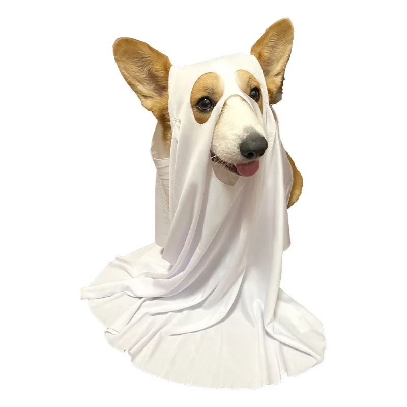 Disfraz de fantasma de perro para Halloween, traje de Cosplay para mascotas, ropa de capa para perros y gatos, disfraces de fiesta de Carnaval de Navidad