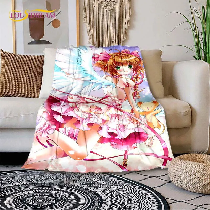 Anime Card Captor Sakura Blanket Cover Cartoon Flannel Blankets for Beds Sofas Warm Bed Sheet Soft Bedding Room Decor Fans Gift